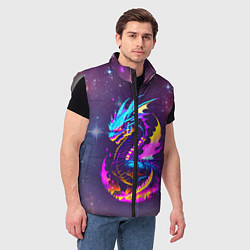 Мужской жилет Space dragon - neon glow - neural network, цвет: 3D-светло-серый — фото 2