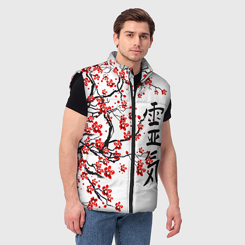 Мужской жилет Цветущее дерево сакуры / 3D-Черный – фото 3