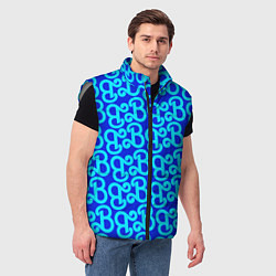 Мужской жилет Логотип Барби - синий паттерн, цвет: 3D-светло-серый — фото 2