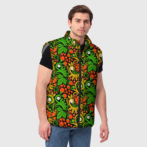 Мужской жилет Русское народное искусство - хохлома / 3D-Светло-серый – фото 3