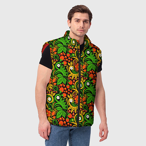 Мужской жилет Русское народное искусство - хохлома / 3D-Красный – фото 3