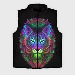 Мужской жилет Разноцветный неоновый лев, цвет: 3D-черный