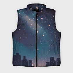 Мужской жилет Звёздное небо над городом - нейросеть, цвет: 3D-светло-серый