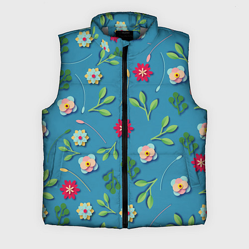 Мужской жилет Цветы и зеленые веточки / 3D-Светло-серый – фото 1