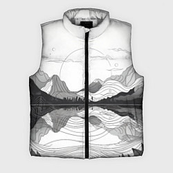 Мужской жилет Минималистичный пейзаж чб, цвет: 3D-светло-серый