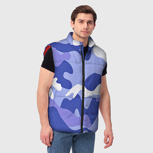 Мужской жилет Камуфляжный узор голубой / 3D-Красный – фото 3