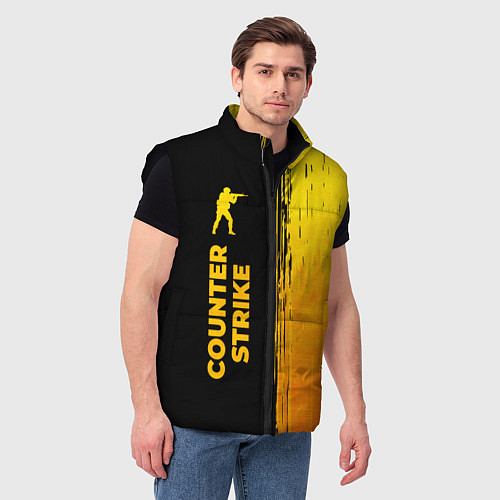 Мужской жилет Counter Strike - gold gradient: по-вертикали / 3D-Черный – фото 3