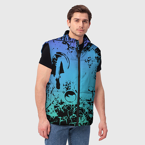 Мужской жилет Неоновый абстрактный фон в граффити стиле / 3D-Черный – фото 3