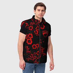 Мужской жилет Ducati - red flowers, цвет: 3D-красный — фото 2