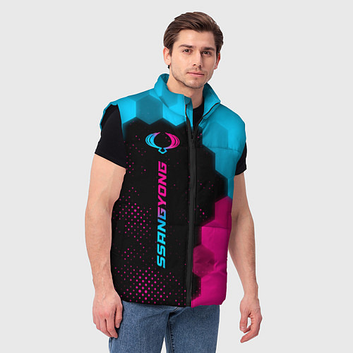 Мужской жилет SsangYong - neon gradient: по-вертикали / 3D-Черный – фото 3