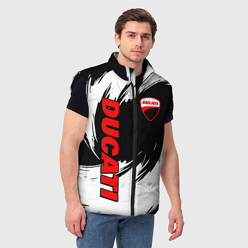 Мужской жилет Ducati - мазки краски / 3D-Черный – фото 3
