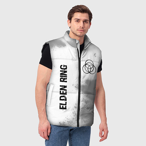 Мужской жилет Elden Ring glitch на светлом фоне: надпись, символ / 3D-Черный – фото 3