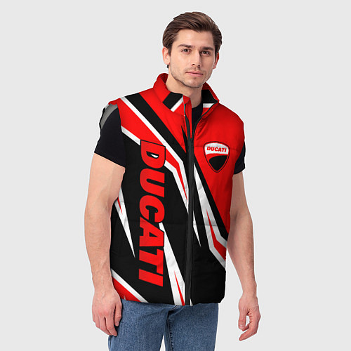 Мужской жилет Ducati- red stripes / 3D-Светло-серый – фото 3