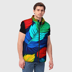 Мужской жилет Яркие перья, цвет: 3D-черный — фото 2