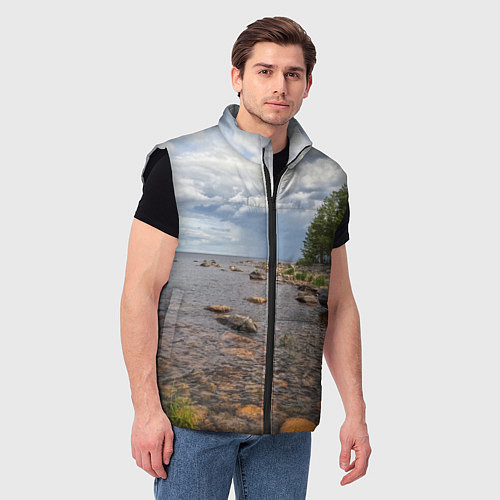 Мужской жилет Лодка на Ладоге / 3D-Черный – фото 3
