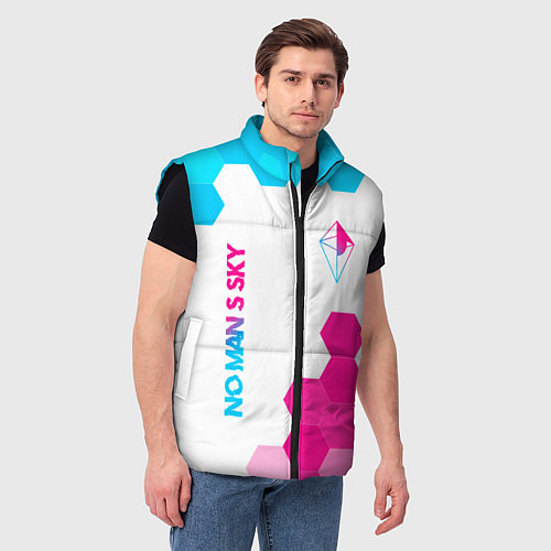 Мужской жилет No Mans Sky neon gradient style: надпись, символ / 3D-Черный – фото 3