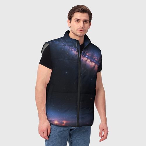 Мужской жилет Млечный путь в звездном небе / 3D-Светло-серый – фото 3