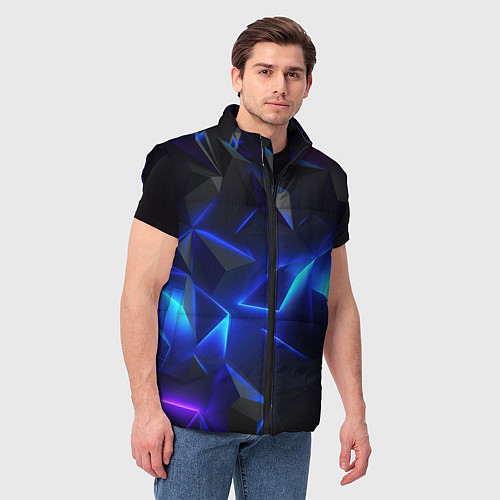Мужской жилет Blue dark neon / 3D-Черный – фото 3