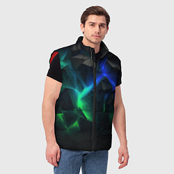Мужской жилет Разлом синих и зеленых плит, цвет: 3D-красный — фото 2