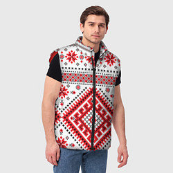 Мужской жилет Удмуртская роспись, цвет: 3D-красный — фото 2