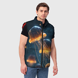 Мужской жилет Люминисцентные медузы, цвет: 3D-красный — фото 2