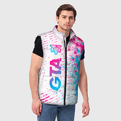 Мужской жилет GTA neon gradient style: по-вертикали, цвет: 3D-черный — фото 2