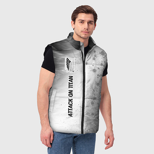 Мужской жилет Attack on Titan glitch на светлом фоне: по-вертика / 3D-Черный – фото 3