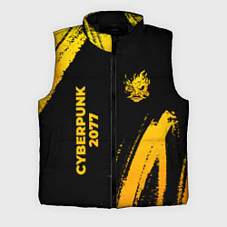 Мужской жилет Cyberpunk 2077 - gold gradient: надпись, символ, цвет: 3D-черный