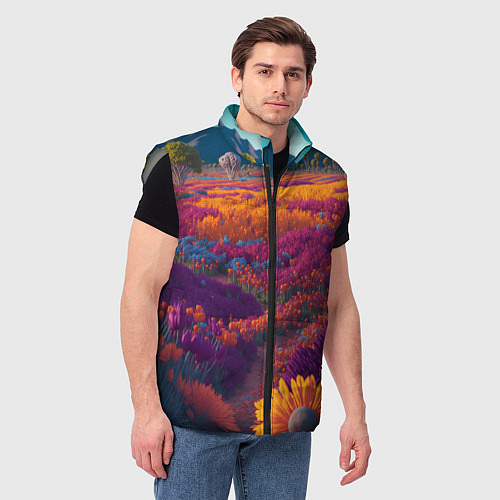 Мужской жилет Цветочный луг / 3D-Светло-серый – фото 3