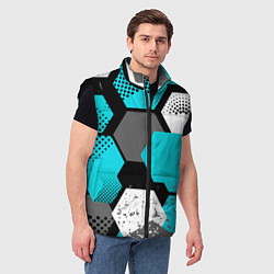 Мужской жилет Шестиугольники абстрактный фон, цвет: 3D-черный — фото 2