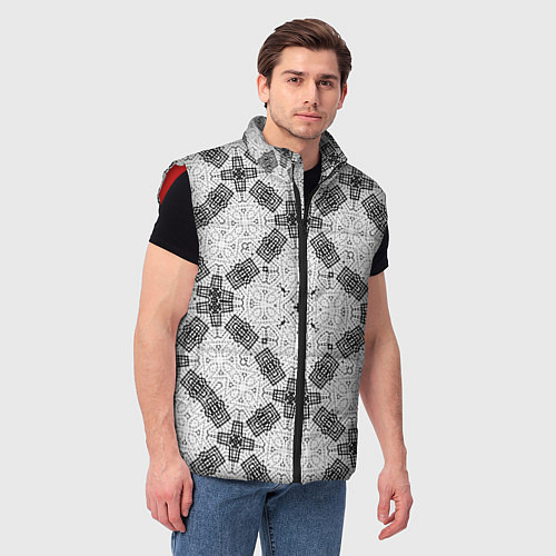 Мужской жилет Черно-белый ажурный кружевной узор Геометрия / 3D-Красный – фото 3