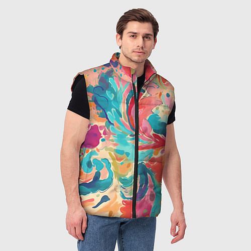Мужской жилет Акварельная абстракция / 3D-Черный – фото 3