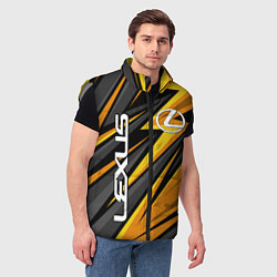 Мужской жилет Лексус - желтая спортивная абстракция, цвет: 3D-светло-серый — фото 2