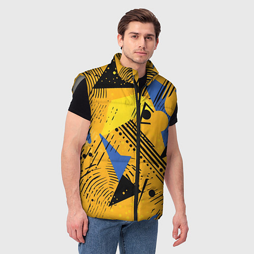 Мужской жилет Абстракция паттерн / 3D-Светло-серый – фото 3