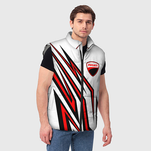 Мужской жилет Ducati - абстрактные линии / 3D-Светло-серый – фото 3