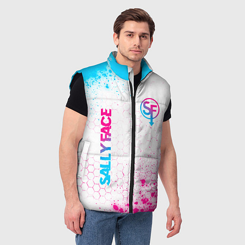 Мужской жилет Sally Face neon gradient style: надпись, символ / 3D-Черный – фото 3