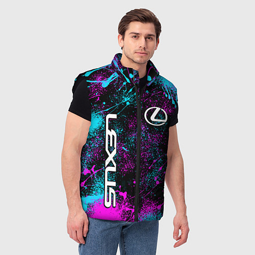 Мужской жилет Lexus - неоновые брызги / 3D-Черный – фото 3