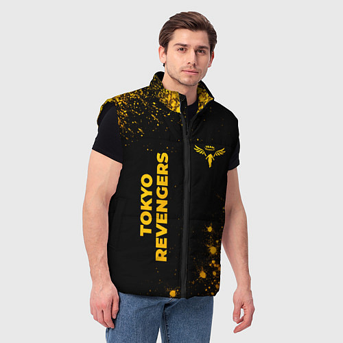 Мужской жилет Tokyo Revengers - gold gradient: надпись, символ / 3D-Черный – фото 3