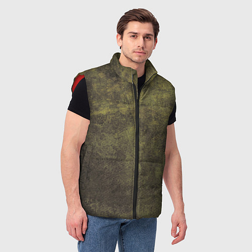 Мужской жилет Текстура - Dirty green / 3D-Красный – фото 3