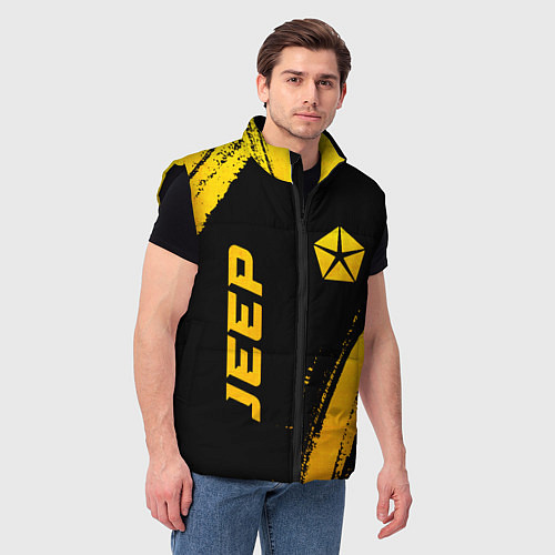 Мужской жилет Jeep - gold gradient: надпись, символ / 3D-Черный – фото 3