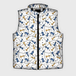 Мужской жилет Синие и желтые шахматные фигуры на белом фоне, цвет: 3D-черный