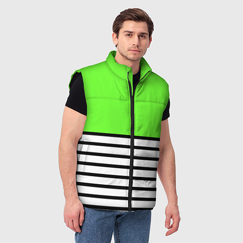 Мужской жилет Полосатый ярко-салатовый / 3D-Черный – фото 3