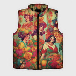 Мужской жилет Винтажные ретро леди и цветы, цвет: 3D-черный