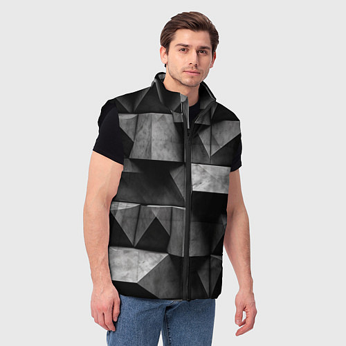 Мужской жилет Обман зрения и каменные плиты / 3D-Черный – фото 3