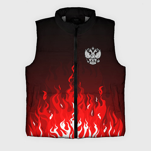 Мужской жилет Герб РФ - красное пламя / 3D-Светло-серый – фото 1