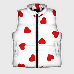 Мужской жилет Красные сердечки на белом, цвет: 3D-черный