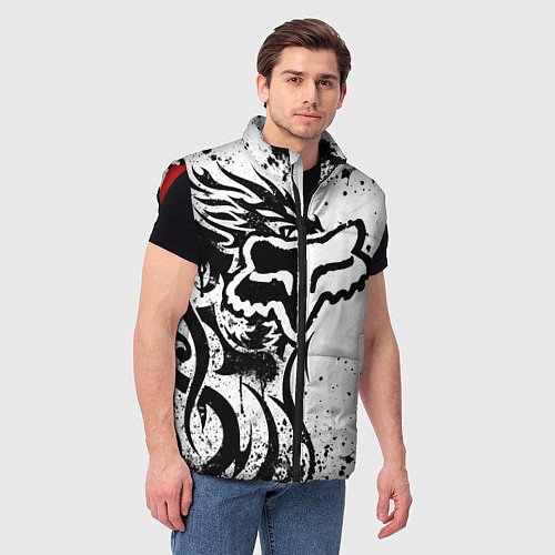 Мужской жилет Fox motocross - белый дракон / 3D-Красный – фото 3