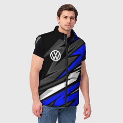 Мужской жилет Volkswagen - Синяя абстракция, цвет: 3D-светло-серый — фото 2