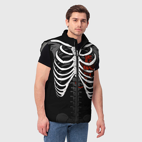 Мужской жилет Скелет: ребра с драконом / 3D-Светло-серый – фото 3