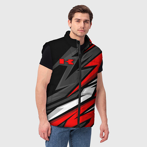 Мужской жилет Kawasaki - red uniform / 3D-Черный – фото 3